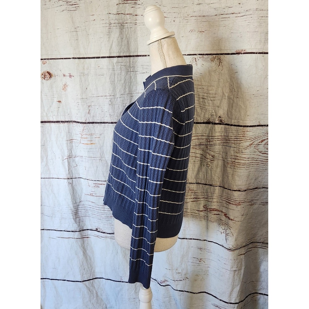 Marine Layer Blue and White Striped Knit Cardigan with Tank - Picture 3 of 10